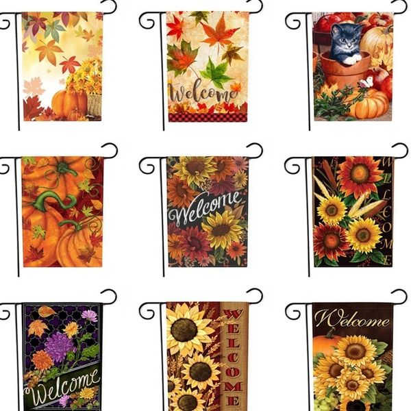 moda Zucca bandiera foglia d'acero Girasole Ringraziamento Giardino Bandiera cortile benvenuto FALL flag yard Banner Flags 30 * 45CM T2I51542