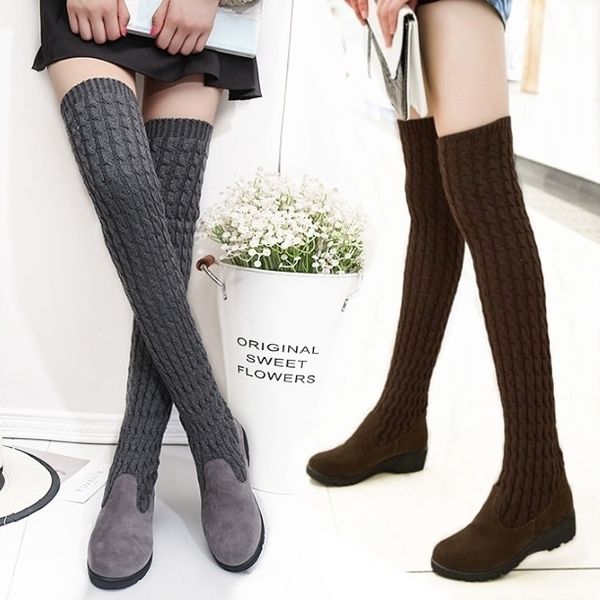 

boots fashion runway crystal stretch fabric sock pointy toe over-the-knee heel thigh high pointed woman boot, Black