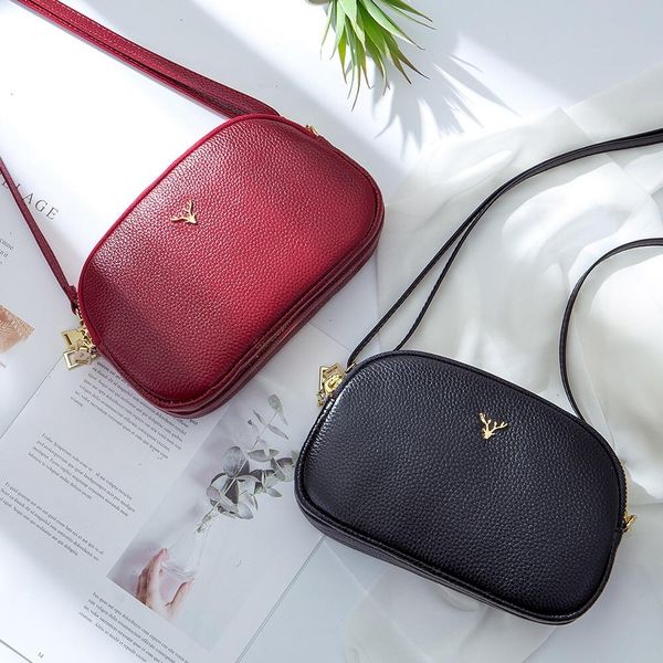 

fashion three-layer zipper cowhide change mobile phone bag ladies leather diagonal mini spring and summer diagonal small bag wholesale