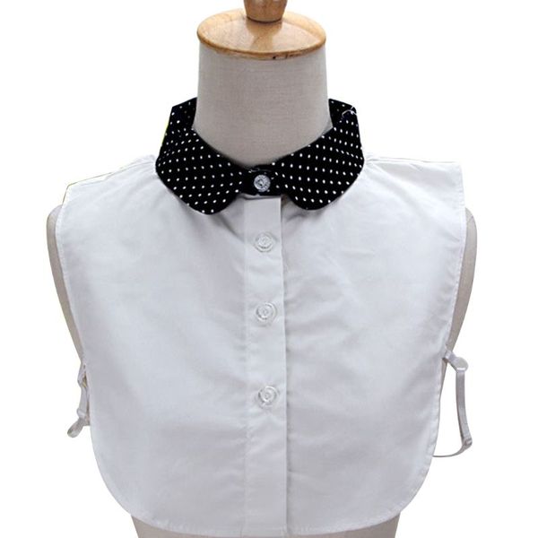 

women pure color wave point pattern lapel choker necklace shirt fake false collar, Black;gray