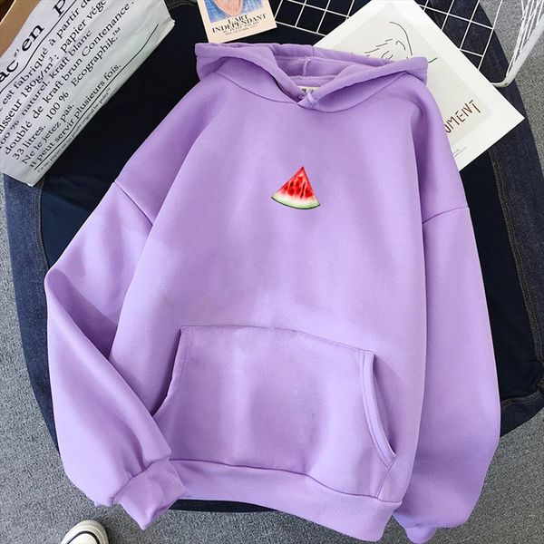

fashion women hoodies sweatshirts autumn winter korean simple casual cute ulzzang ladies clothing watermelon print streetwear, Black