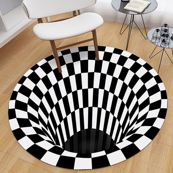 

2x 3d rug visual illusion rug anti-skid area mat dia 80cm