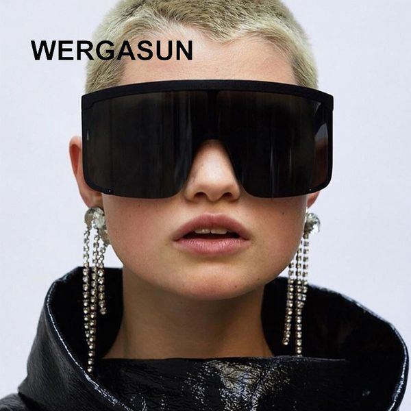 

wergasun oversized a mirror sunglasses men women fashion shades uv400 goggle vintage glasses, White;black