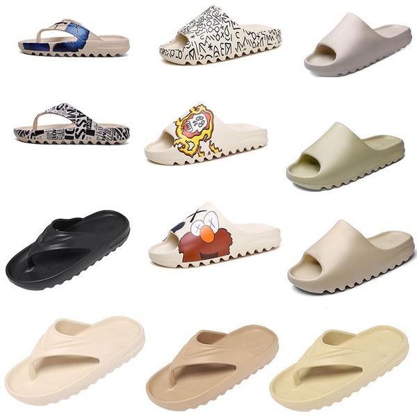 

luxury foam runner kanye west clog sandals triple black white slides fashion slippers womens mens beach sandals flip flops size 35-45