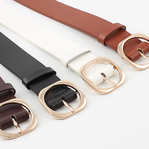 

gold round buckle belts female pu leather wide strap for leisure dress jeans fashion decoration women cinto feminino adult, Black;brown