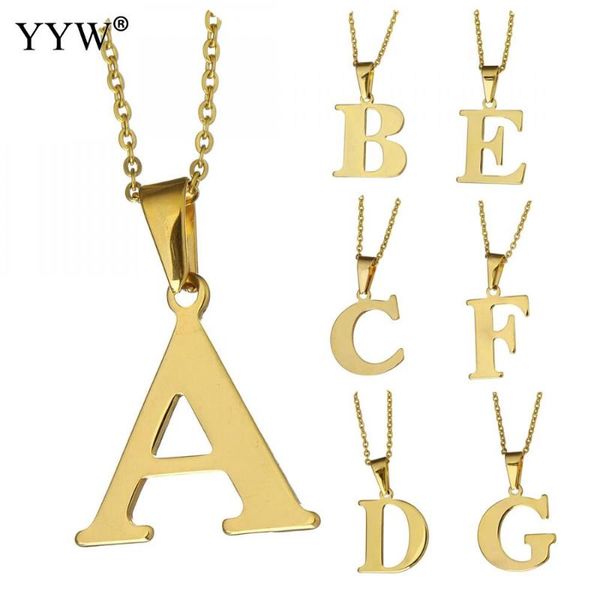 

gold color fashion letter necklaces pendants alfabet initial necklace stainless steel necklace women jewelry christmas gift, Silver