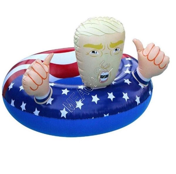 

cartoon trump swimming ring inflatable floats giant thicken circle flag swim bathing ring float for summer pool party toys d81712