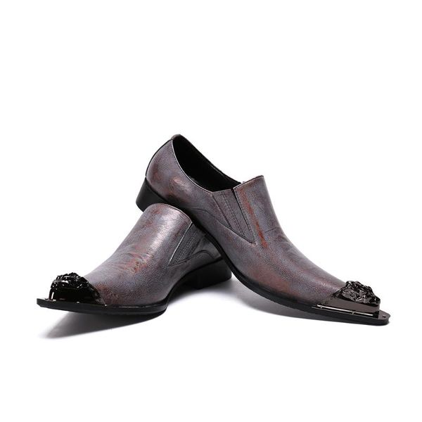 

italian luxury style office shoes celebrity retro mens formal shoes genuine leather steel toe singer dance party dress men, Black