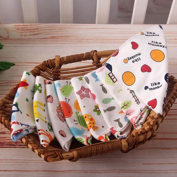 

cartoon triangle high cotton print dribble double layers baberos bandana character bibs quality animal baby poqxp