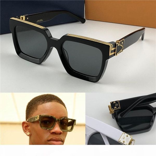 

new men designer sunglasses millionaire square frame vintage shiny gold summer uv400 lens style laser logo 96006, White;black