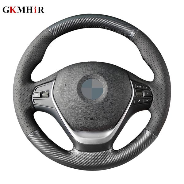 

gkmhir diy black carbon fiber leather car steering wheel cover for 316i 320i 328i 320d f20 f45 f30 f31 f34 f32 f33 f36
