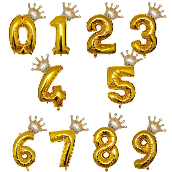 

2pcs/lot 32inch number foil balloons digit air ballon kids birthday party wild one decorations figure 30 ans decoracao coroa
