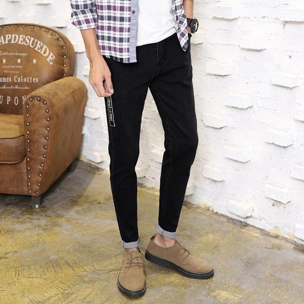 

pattern pockets long plus size denim pants casual skinny men jeans pants autumn winte slim fit denim trousers men, Blue