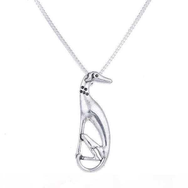 

antique silver sitting greyhound necklace dog pendant whippet italian sight hound galgo choker necklaces halloween gift