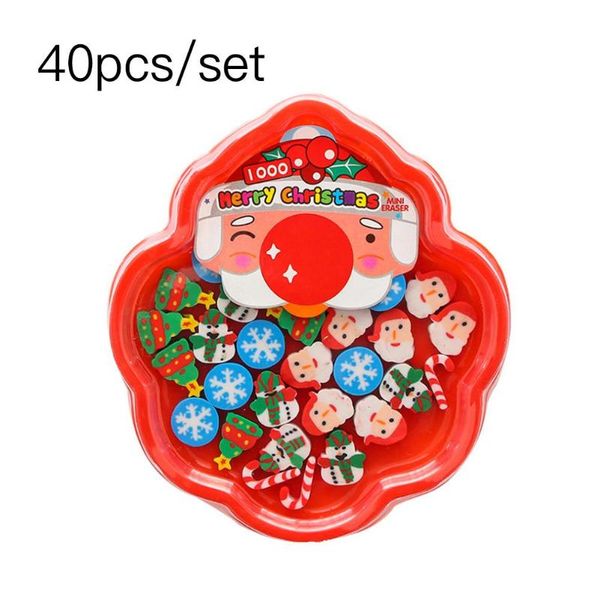 

christmas decorations 40pcs/box eraser design of kawaii tree/snowman/santa claus/snowflake shape kids gifts school supply