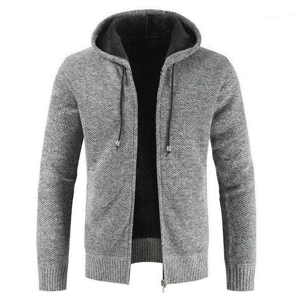 

for men causal thick coats autumn and winter long sleeve cardigan mens zipper fly sweatshirts fashion hooded jacket, Black