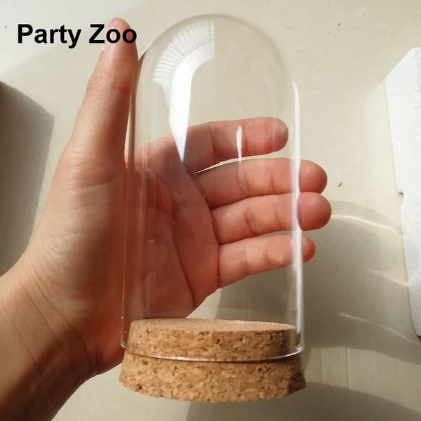 

48 x 6.5*12cm clear glass dome cover bell landscape miniature terrariums with cork base dry flower vase