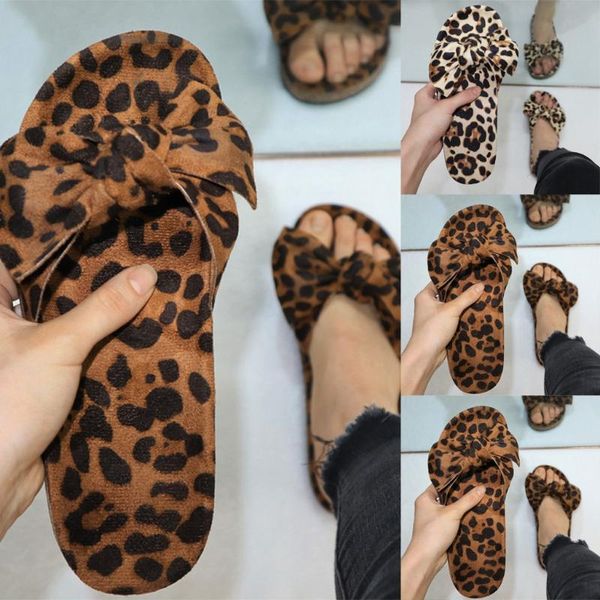

женщины leopard тапочки 2020 лук горками платформа женская летняя скольжению на обувь женская мода квартиры женские повседневный пляжная обу, Black