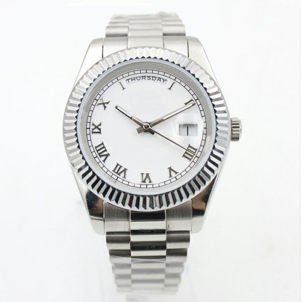 

new wholesale watch day date mechanical glide smooth 40mm mens royal oaks watch stainless steel bezel strap wristwatches, Slivery;brown