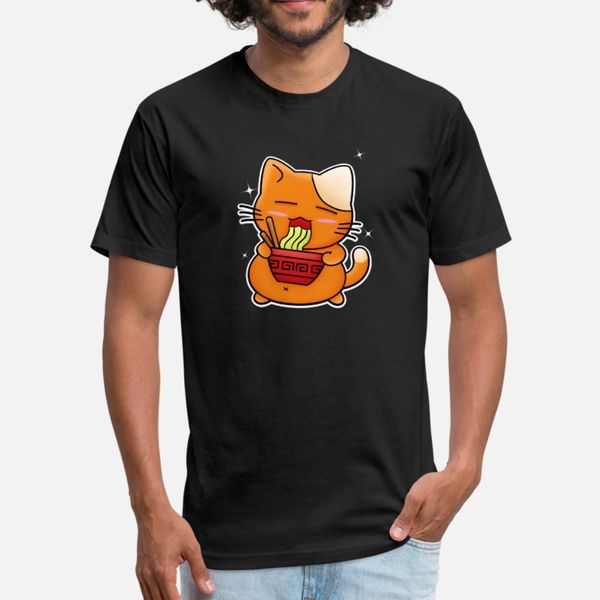 

cat eating ramen t shirt men custom tee shirt o-neck leisure fit new style spring autumn letter shirt