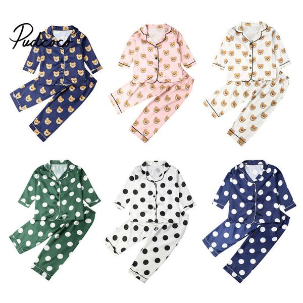 

мальчики девочки дети pajama наборы мультфильм dot с длинным рукавом t-shirt топы с брюками малышей детские спальные одежда pijamas пижамы, Blue;red