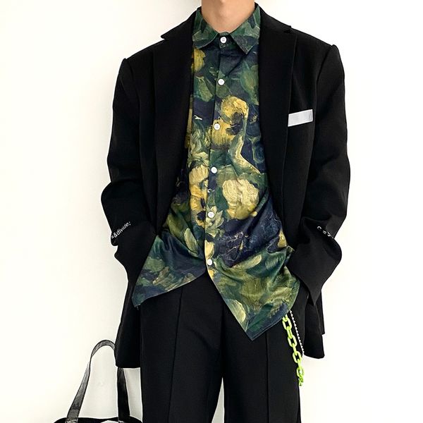 

2020 original printed loose suit jacket men's niche trendy brand handsome yuppie cool suit couple trend, White;black