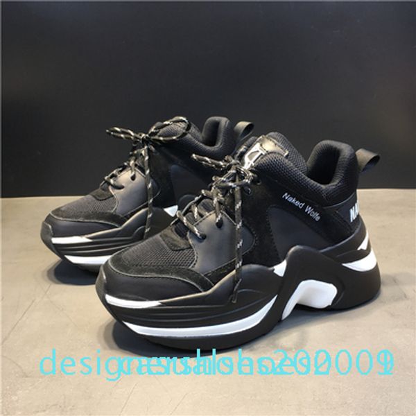 

perfect official quality naked wolfe women 70mm track mesh leather sneakers genuine leather designer new release fashion luxury track d01, Black