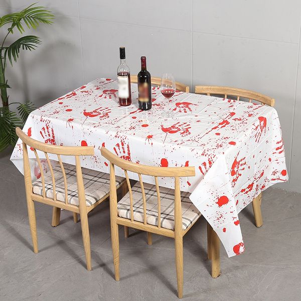 

1pcs halloween table cloth blood cover scary hand print horror house decoration spooky entertainment themed party new 2020Â·
