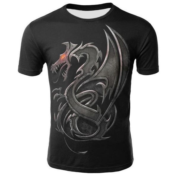 

mens summer o -neck cool dragons print t -shirt male clothing 3d print shirts humor oversized anime men clothing