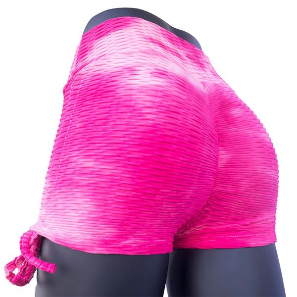

women's yoga shorts fashion tie dye smocked drawstring fitness sports shorts casual female sportswear high waist, White;red