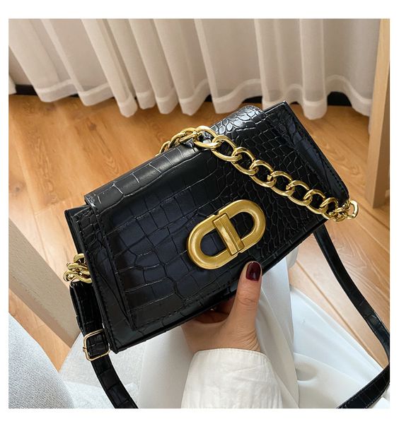

fashion vintage baguette shape bags luxury handbags leather women bags chain shoulder crocodile pattern totes