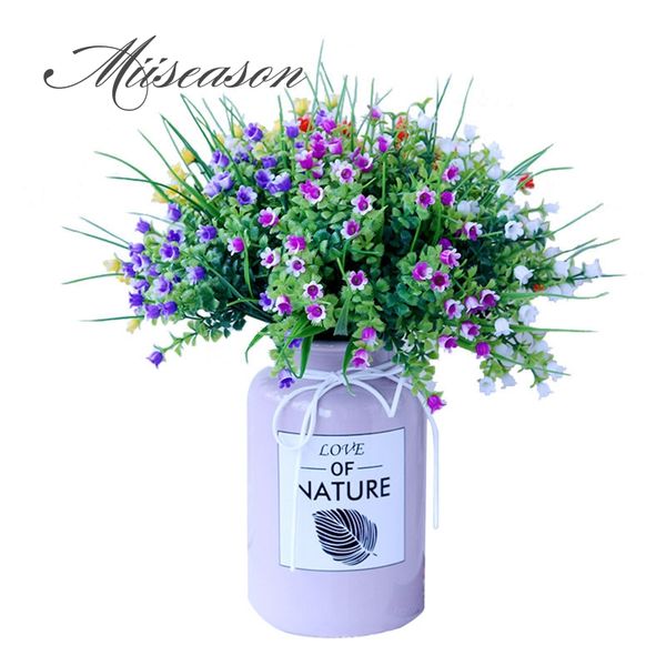 

simulation lily of the valley bouquet yellow artificial plastic fake flowers wedding diy flores home party feast decor flower