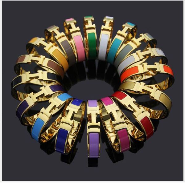 

12mm wide h titanium steel 18k gold bracelet for men and women, Golden;silver