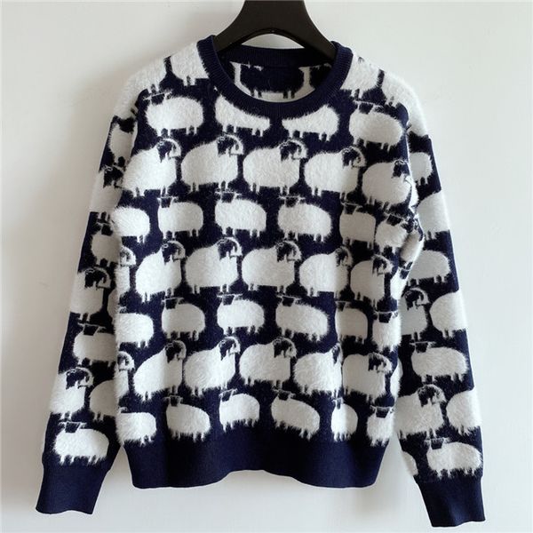 

2020 women designer sweaters runway sweater o neck long sleeve women's sweater high end jacquard cardigan luxury clothing stylist sweat, White;black