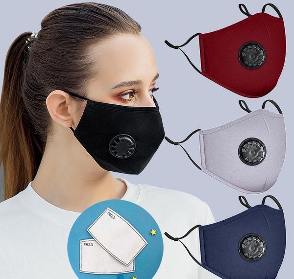 

men women breathing dustproof 2 protective mask mask and cotton cycling washable face fashion with valve masks breathable reusable xhlight