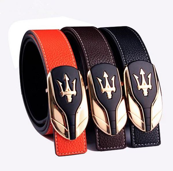 

new luxury belt brand designer belts fashion belts for men gold brand buckle men and women waist genuine leather belt, Black;brown