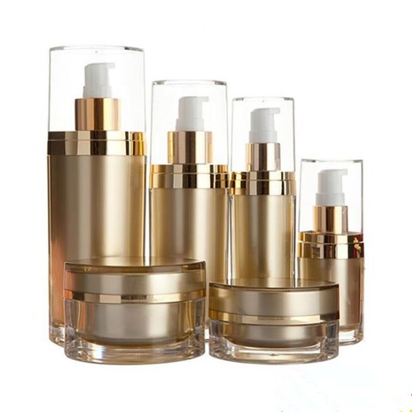 

storage bottles & jars 15/30/60/120ml gold skin care bottle plastic acrylic cream lotion pump 15g 30g 50g jar cosmetics container