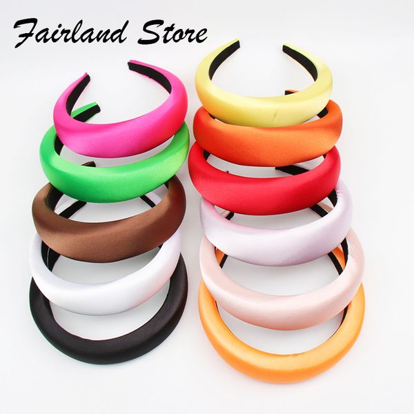 

fairland new sugar satin sponge padded headband 11 colors thick solid plastic women non-slip party hairband hair accessories, Golden;silver