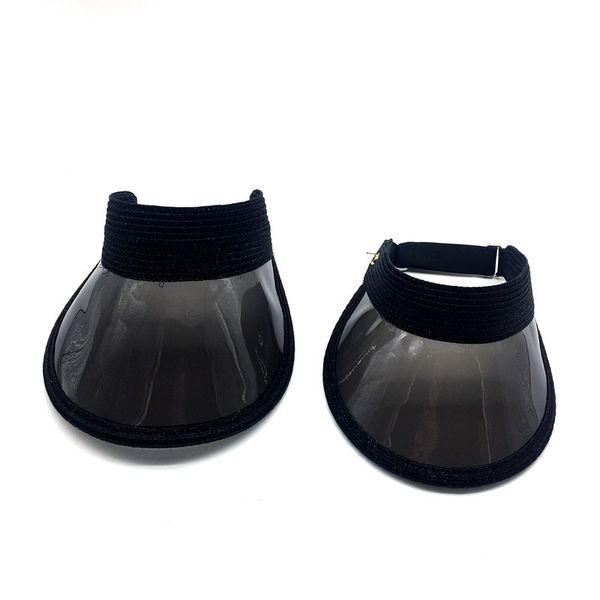 

women transparent brim glitter visor cap lurex metallic straw hat kids summer sun protective beach straw hat visor cap hats, Blue;gray