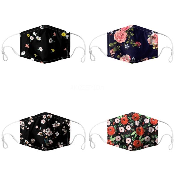 

white non-woven mouth mask anti pollution reathable print face masks#159, Black