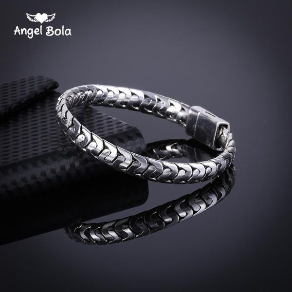 

cool fashion ancient silver color buddha bracelet punk rock style round chain link bangle women jewelry, Black