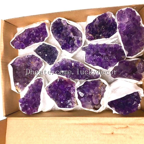 

10pcs 20-50mm random size natural amethyst druze crystal rocks clusters stone from uruguay orm raw purple druzy geode quartz gemstones