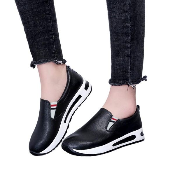 

flat shoes women thick bottom shoes slip on ankle boots casual platform sport mujer women zapatos de mujer, Black