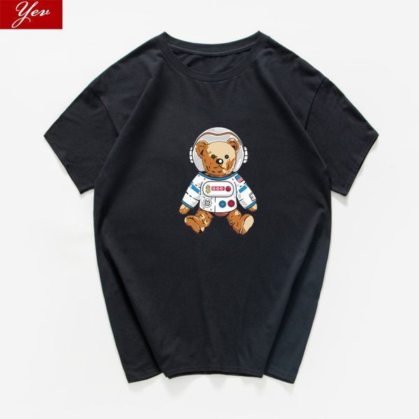 

bear astronaut sarcastic graphic space novelty t-shirt men loose streetwear summer 2021 aesthetic t shirt women clothing