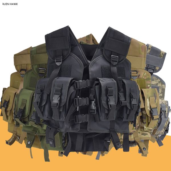 

hunting jackets army combat molle plate carrier vest tactical body armor outdoor cs war game paintball equipment, Camo;black