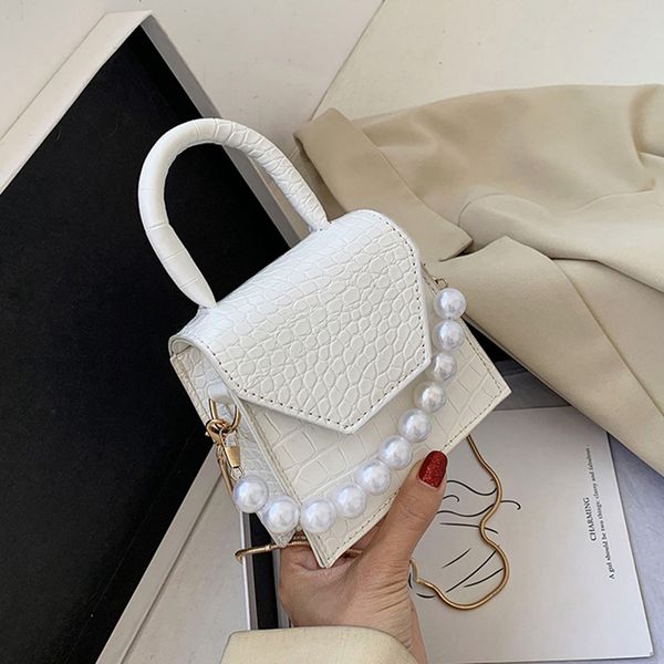 

pearl handle super mini design pu leather shoulder bags for women 2020 crossbody bag travel handbags stone pattern
