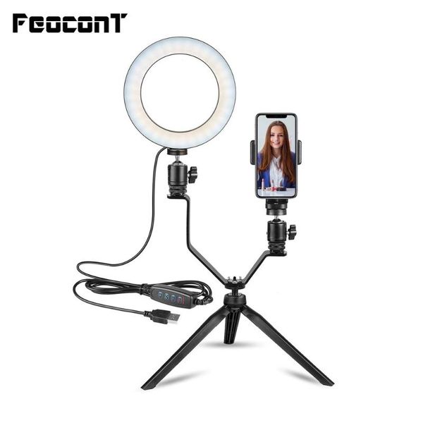 

flash heads 16cm/26cm pography ring lamp dimmable led selfie light with v-bracket table tripods stand for makeup youtube tik tok