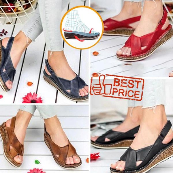 

leather hollow out sandals women's ladies platform sandals wedges high heel buckle strap roman shoes summer shoe red, Black