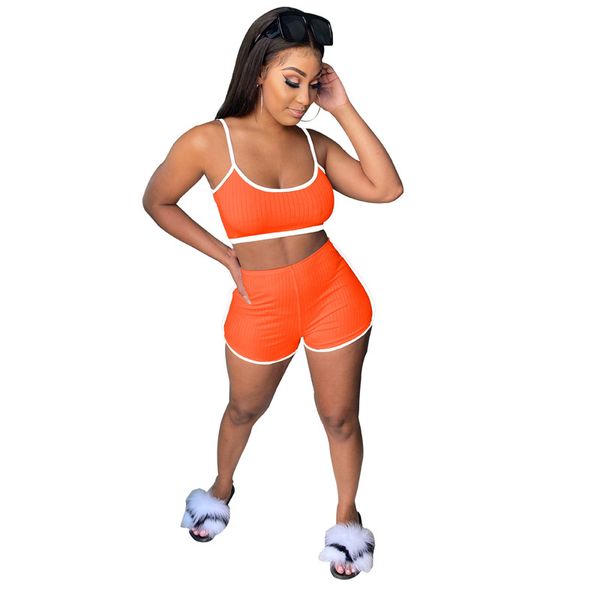 

женщины шорты комплекты tracksuit дизайнер crop tops бретели + шорты двухкусочный наборы sexy повседневные летние yoga спортивный костюм sol, White