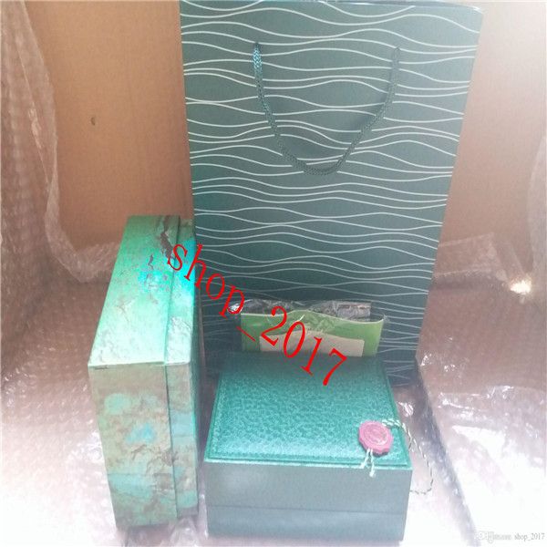 

xx luxury watch mens for rolex watch box original inner outer womans watches boxes men wristwatch green box booklet card 1216, Black;blue